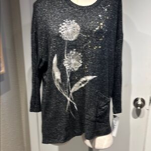 Women's Black Floral 3/4 dolman sleeve Blouse by Jess and jane